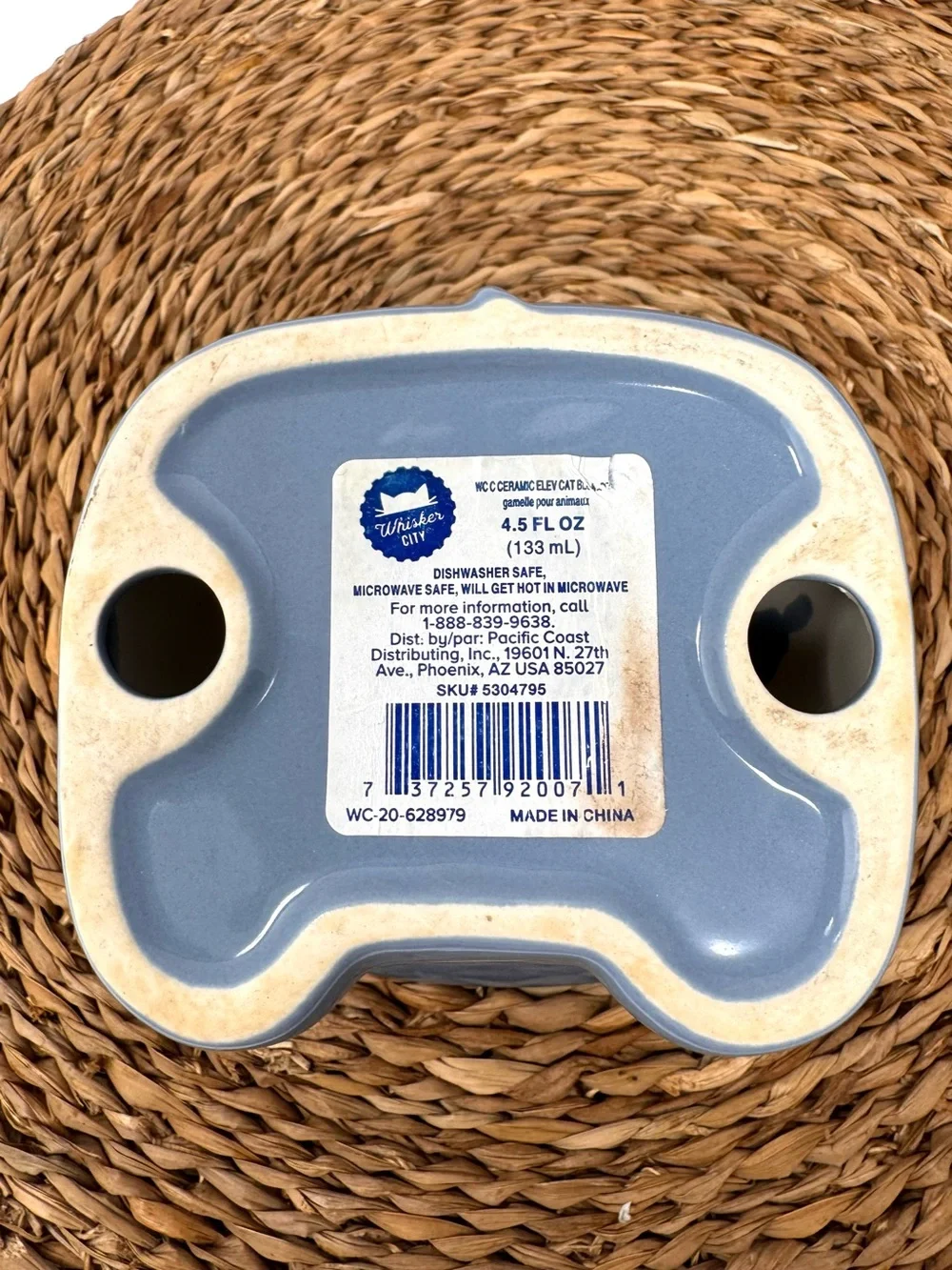 Kitty ceramic food dish stand, by WHISKER CITY